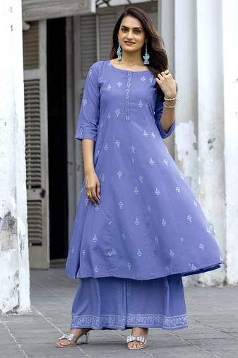 Women Heavy Rayon Kurta With Palazzo