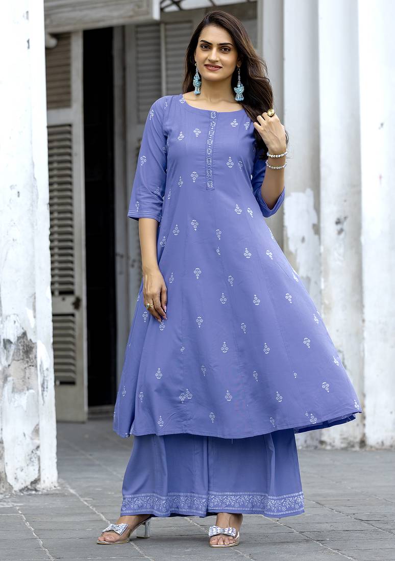 Women Heavy Rayon Kurta With Palazzo