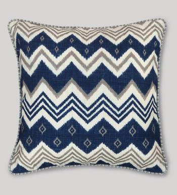 Blue Cotton Blend Abstract 18x18 inches Cushion Cover (1Pc) 4