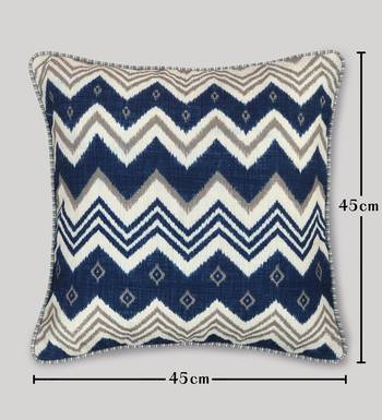Blue Cotton Blend Abstract 18x18 inches Cushion Cover (1Pc) 6