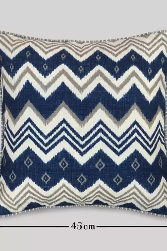 Blue Cotton Blend Abstract 18x18 inches Cushion Cover (1Pc)