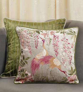 Hand Embroidery Cushion Cover, 18x18 Throw Pillow for Sofa, 1