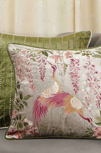 Hand Embroidery Cushion Cover, 18x18 Throw Pillow for Sofa,