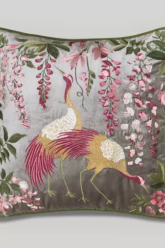 Hand Embroidery Cushion Cover, 18x18 Throw Pillow for Sofa,