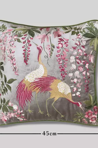 Hand Embroidery Cushion Cover, 18x18 Throw Pillow for Sofa,