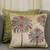 Beige Velvet and Cotton Embroidered Palm Tree Tropical 18x18 inches Cushion Cover (1Pc
