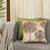 Beige Velvet and Cotton Embroidered Palm Tree Tropical 18x18 inches Cushion Cover (1Pc