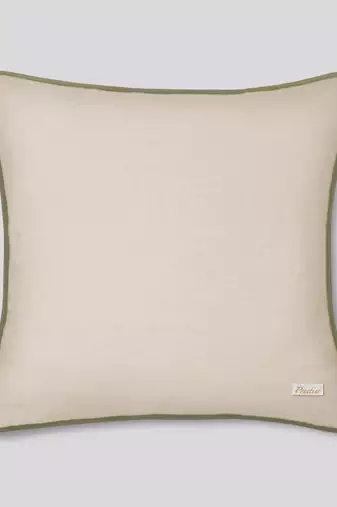Beige Velvet and Cotton Embroidered Palm Tree Tropical 18x18 inches Cushion Cover (1Pc
