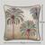 Beige Velvet and Cotton Embroidered Palm Tree Tropical 18x18 inches Cushion Cover (1Pc