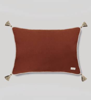 Embroidered Sham Cushion Cover: Luxury Tassel Throw Pillow, 14x20 3