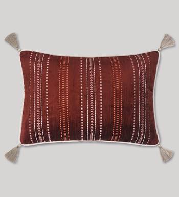 Embroidered Sham Cushion Cover: Luxury Tassel Throw Pillow, 14x20 4