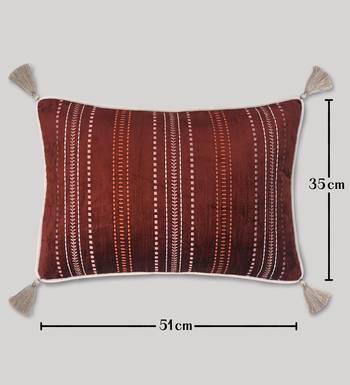 Embroidered Sham Cushion Cover: Luxury Tassel Throw Pillow, 14x20 5