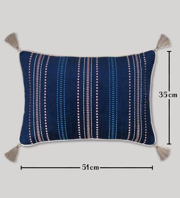 Embroidered Sham Cushion Cover: Luxury Tassel Throw Pillow, 14x20 5