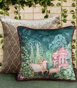 16x 16 Pichwai Cushion Cover – Green Devotion