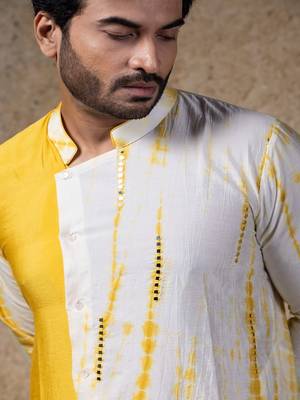White plain cotton silk kurta pajama 3