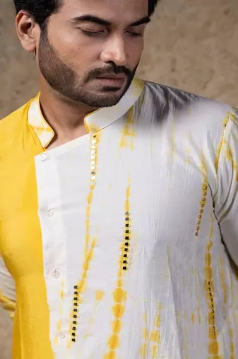 White plain cotton silk kurta pajama