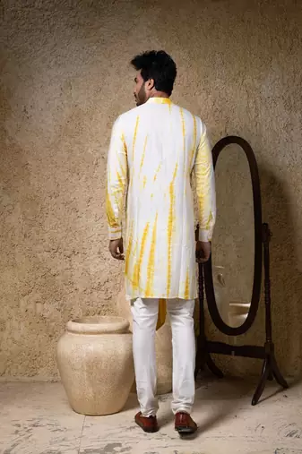 White plain cotton silk kurta pajama