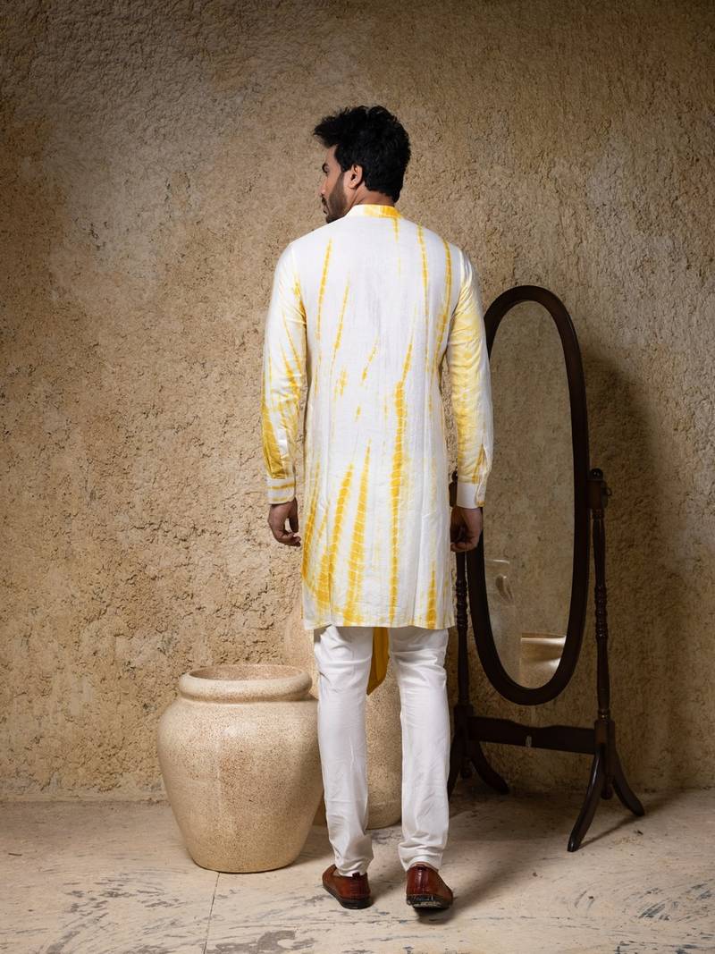 White plain cotton silk kurta pajama
