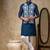 Blue embroidered cotton silk nehru jacket