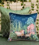 Pichwai Blue Cushion Cover 16x16 Inches – Designer Decorative Throw Pillow for Sofa, Bed & Living Room Decor