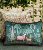 Pichwai Green Pillow Sham 12x18 Inches – Decorative Lumbar Cushion Cover for Sofa, Bed & Home Styling