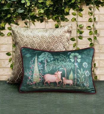 Pichwai Green Pillow Sham 12x18 Inches     Decorative Lumbar Cushion Cover for Sofa, Bed & Home Styling 2
