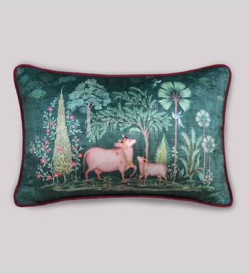 Pichwai Green Pillow Sham 12x18 Inches     Decorative Lumbar Cushion Cover for Sofa, Bed & Home Styling 3