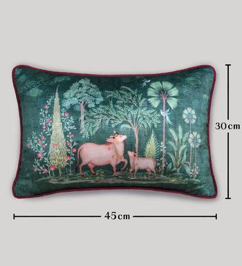 Pichwai Green Pillow Sham 12x18 Inches     Decorative Lumbar Cushion Cover for Sofa, Bed & Home Styling 5