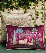 Pichwai Ruby Pillow Sham 12x18 | Designer Lumbar Cushion Cover for Home Décor