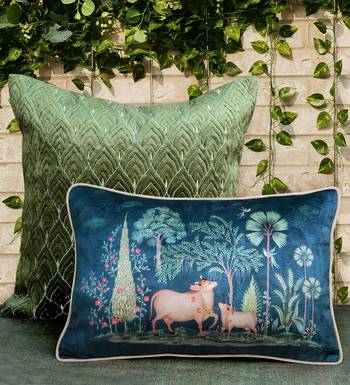 Pichwai Blue Pillow Sham 12x18 | Designer Lumbar Cushion Cover for Home D  cor 1