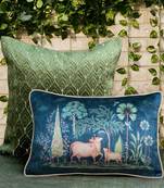 Pichwai Blue Pillow Sham 12x18 | Designer Lumbar Cushion Cover for Home Décor