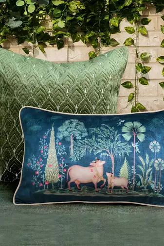 Pichwai Blue Pillow Sham 12x18 | Designer Lumbar Cushion Cover for Home D  cor