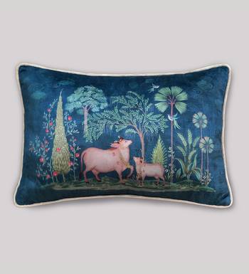 Pichwai Blue Pillow Sham 12x18 | Designer Lumbar Cushion Cover for Home D  cor 3