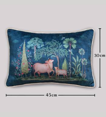Pichwai Blue Pillow Sham 12x18 | Designer Lumbar Cushion Cover for Home D  cor 5