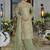 Green heavy chinon silk readymade plazo suit with sequence work