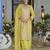 Yellow heavy chinon silk readymade plazo suit with sequence work