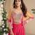 Magenta heavy chinon silk readymade 3 piece set with sequence & mirror work