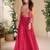 Magenta heavy chinon silk readymade 3 piece set with sequence & mirror work