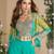 Teal blue heavy chinon silk readymade 3 piece set with sequence & mirror work