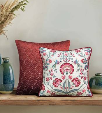 Rang Bagh Ruby Cushion Cover 16x16     Designer Decorative Pillow for Sofa, Couch & Bedroom Styling 1