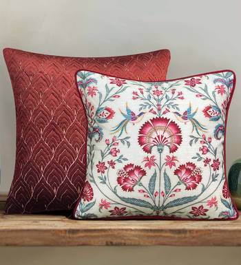 Rang Bagh Ruby Cushion Cover 16x16     Designer Decorative Pillow for Sofa, Couch & Bedroom Styling 2