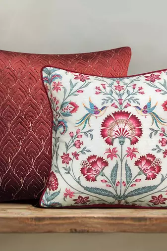 Rang Bagh Ruby Cushion Cover 16x16     Designer Decorative Pillow for Sofa, Couch & Bedroom Styling