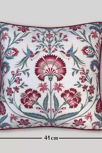 Rang Bagh Ruby Cushion Cover 16x16     Designer Decorative Pillow for Sofa, Couch & Bedroom Styling