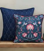 Rang Bagh Blue Cushion Cover 16x16 | Luxury Decorative Pillow Online