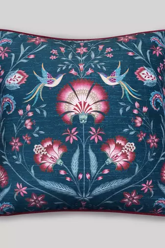 Rang Bagh Blue Cushion Cover 16x16 | Luxury Decorative Pillow Online