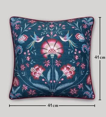 Rang Bagh Blue Cushion Cover 16x16 | Luxury Decorative Pillow Online 5