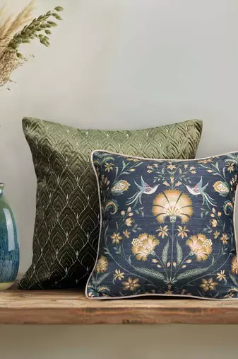 Rang Bagh Grey Cushion Cover 16x16 | Modern Luxury Decorative Pillow