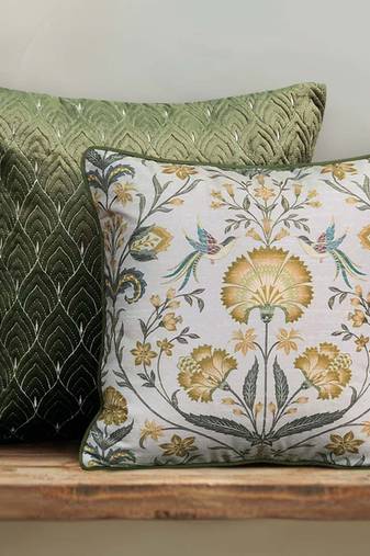 Rang Bagh Yellow Cushion Cover 16x16 – Bright Decorative Pillow for Sofa, Couch & Festive Home Décor