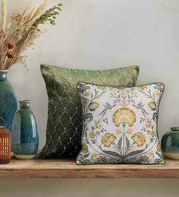 Rang Bagh Yellow Cushion Cover 16x16     Bright Decorative Pillow for Sofa, Couch & Festive Home D  cor 2