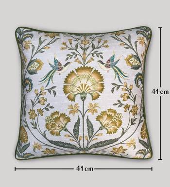 Rang Bagh Yellow Cushion Cover 16x16     Bright Decorative Pillow for Sofa, Couch & Festive Home D  cor 5